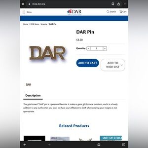 Gold DAR Pin